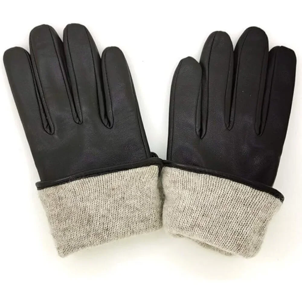 Women’s Leather Gloves Genuine SheepSkin Leather Cold Weather Cashmere Black 2